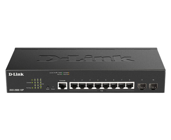 DGS-2000-10P switch Gestionado L2/L3 Gigabit Ethernet (10/100/1000) Energía sobre Ethernet (PoE) 1U Negro