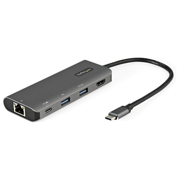 Adaptador Multipuertos USB C - Mini Docking Station USB Tipo C con HDMI de 4K 30Hz - con PD de 100W - con Hub Ladrón Concentrador USB de 3 Puertos - Red GbE - Base Dock para Ordenador Portátil