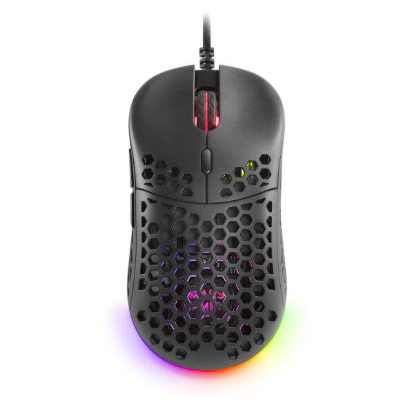 MM55 Negro, Ratón Gaming RGB Chroma, Ultra-ligero 55g, 12800 DPI, Switches Mecánicos Programables HUANO
