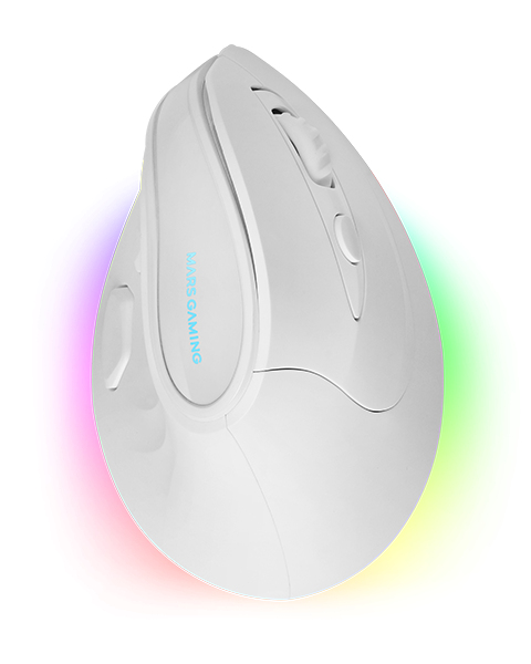 MM-SK, Ratón Gaming Inalámbrico Vertical, Diseño Ergonómico, Iluminación RGB Chroma, Sensor Óptico Pixart 8400DPI, Switches Mecánicos Huano, 9 Botones Programables, Ratón PC Tri-Mode Blanco