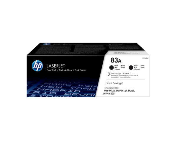 Pack de ahorro de 2 cartuchos de tóner original LaserJet 83A negro