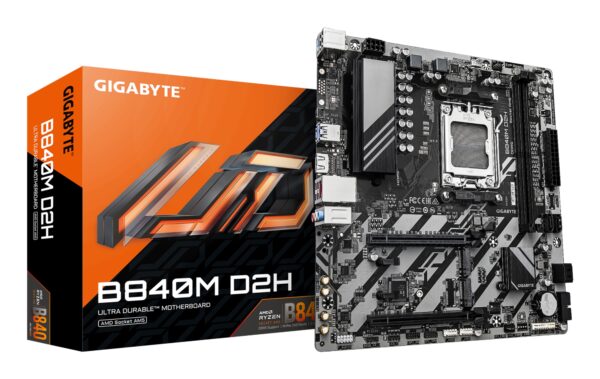 B840M D2H Placa base - Procesadores AMD Ryzen 9000, VRM de 5+2+2 fases, hasta 7600 MHz DDR5, 1xPCIe 4.0 + 1xPCIe 3.0 M.2, LAN 2.5GbE, USB 3.2 Gen 1