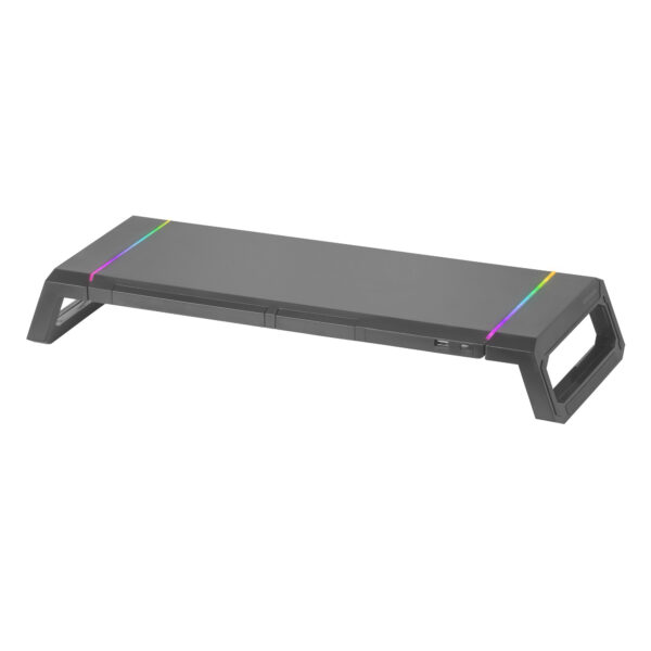 MGS-ONE Negro, Soporte Monitor RGB Chroma, Tamaño Ajustable, Soporte Smartphone y Tablet, USB Frontal 2.0