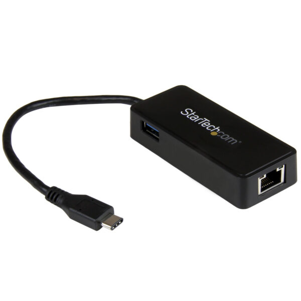 Adaptador de Red Gigabit USB-C con Puerto USB Extra - Negro