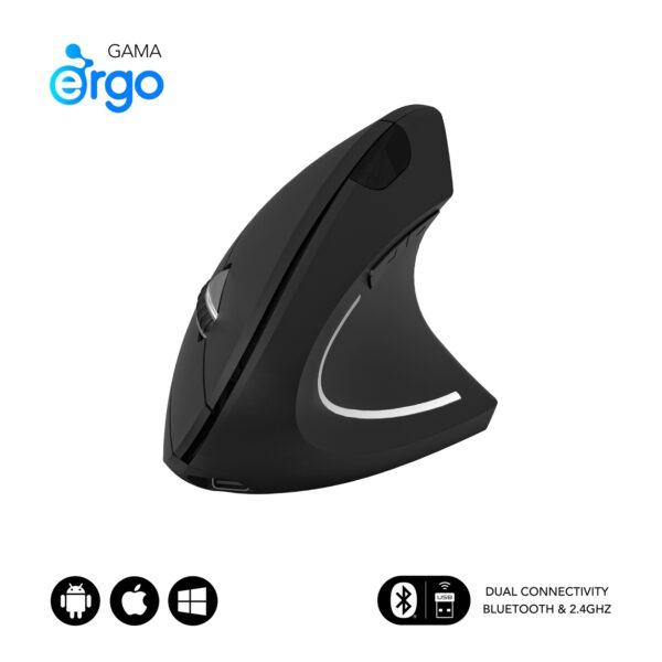 Ratón GLIDE VERTICAL ERGO DUAL MOUSE BATTERY BLACK