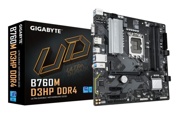B760M D3HP DDR4 Placa base - Soporta CPUs Intel Core de 14ª generación, VRM digital de 4+1+1 fases, hasta 5333MHz DDR4 (OC), 2xPCIe 4.0 M.2, GbE LAN, USB 3.2 Gen1