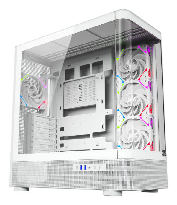 QUANTUM TORRE GAMING A-RGB , 4x VENTILADORES, PWM, BTF, CRISTAL CURVO, TIPO C , ATX, BLANCA