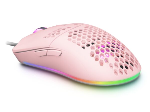 MMAX, Ratón Ultraligero 69g, Óptico 12400DPI, Chroma RGB, Soft, Rosa