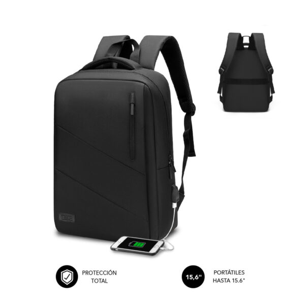 City Backpack Mochila para portátil 15.6", Poliéster Oxford, Negra