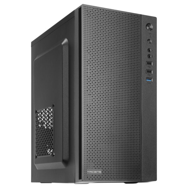 AC5, Caja Ordenador Compacta Micro ATX, Frontal Malla Refrigeración, USB 3.0, Negro