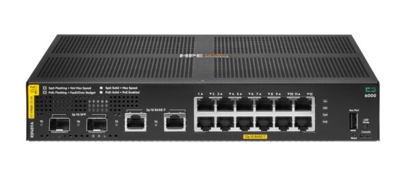 Aruba Networking CX 6000 12G Class4 PoE 2G/2SFP 139W Switch