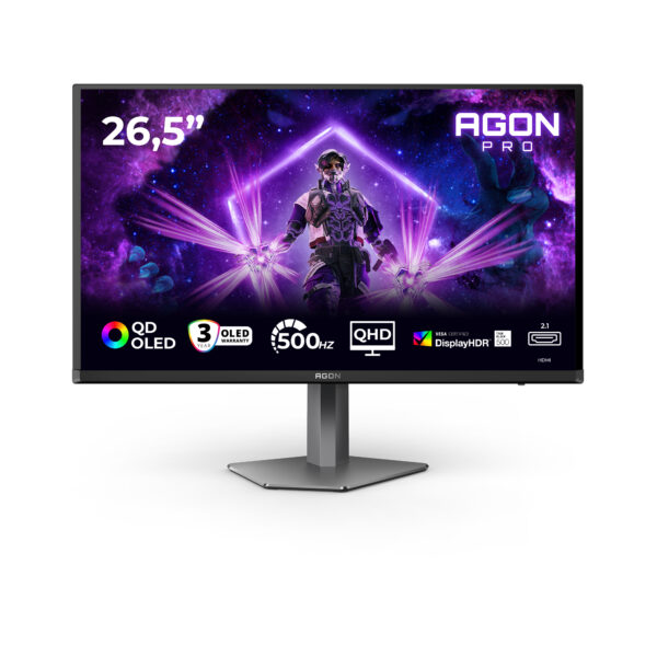 AGON PRO AG276QKD2 pantalla para PC 67,3 cm (26.5") 2560 x 1440 Pixeles Quad HD QD-OLED Negro, Gris