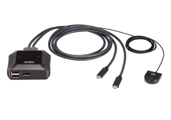 Switch KVM DisplayPort 4K USB-C de 2 puertos con selector de puertos remoto