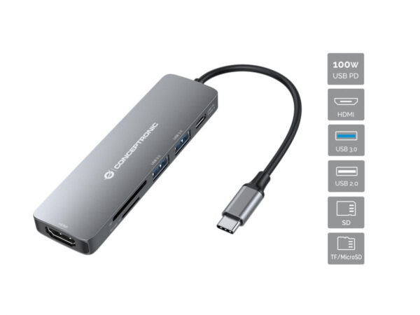 DONN11G base para portátil y replicador de puertos Alámbrico USB 3.2 Gen 1 (3.1 Gen 1) Type-C Gris