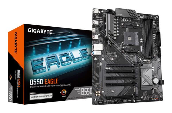 B550 EAGLE Placa base - Procesadores AMD Ryzen serie 5000 G, VRM de 10+3+1 fases, hasta 3200 MHz DDR4, 1xPCIe 4.0 + 1xPCIe 3.0 M.2, LAN 1GbE, USB 3.2 Gen 2