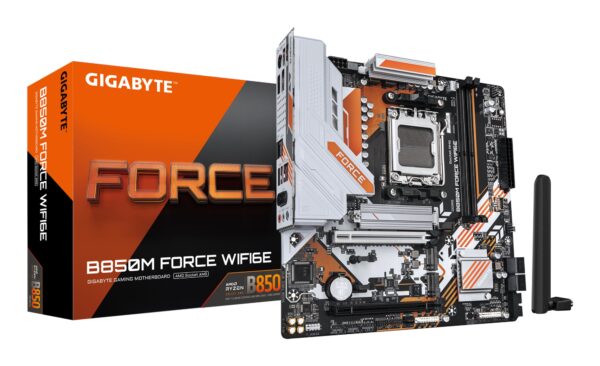 B850M FORCE WIFI6E Placa Base  Compatible con procesadores AMD Ryzen serie 9000, VRM digital de 8+2+2 fases, hasta 9600 MHz DDR5 (OC), 1 x M.2 PCIe 5.0 + 2 x M.2 PCIe 4.0, Wi-Fi 6E, LAN 2.5 GbE, USB 3.2 Gen 2