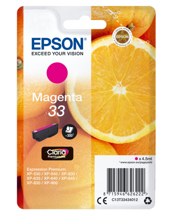 Oranges Singlepack Magenta 33 Claria Premium Ink