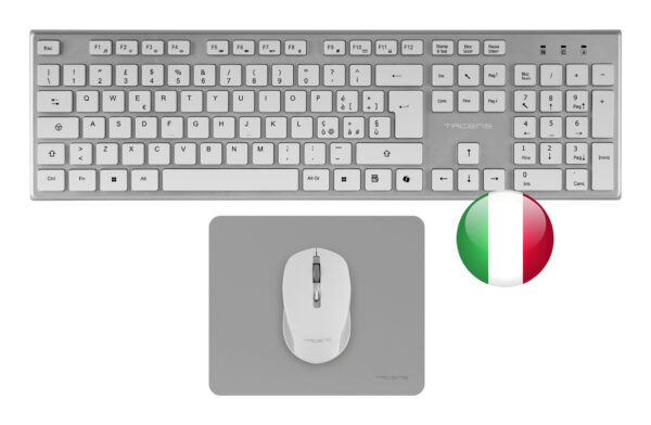 6ZENITHWIT teclado Ratón incluido Hogar / Oficina RF inalámbrico QWERTY Italiano Plata, Blanco