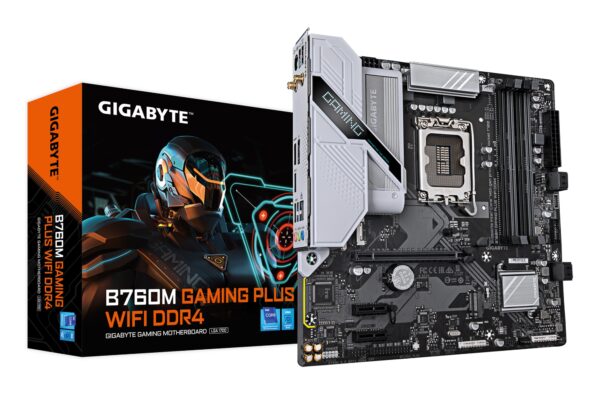 B760M GAMING PLUS WIFI DDR4 Placa base - Compatible con procesadores Intel Core de 14ª generación, VRM de 4+1+1 fases, hasta 5333 MHz DDR4 (OC), 2xPCIe 4.0 M.2, Wi-Fi 6, LAN 1 GbE, USB 3.2 Gen 1