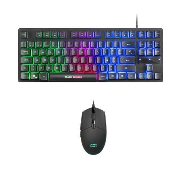 Combo RGB Teclado y Ratón, Diseño TKL, Layout Español, MCPTKLES, Color Negro
