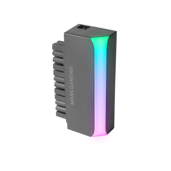 MCA-L24, Adaptador ATX 24 PIN a 90°, Iluminación 5V 3-PIN ARGB, Adaptador de Alimentación para Placas Base, Instalación Plug & Play, Compatibilidad Universal, Negro