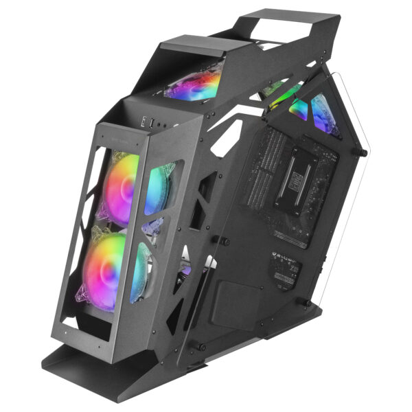 MC61, Caja PC Gaming Compacta Micro-ATX, 4 Ventiladores 12cm, ARGB Chroma, Doble Ventana Cristal Templado, Negro