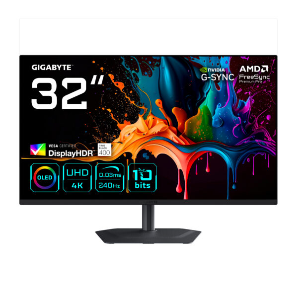MO32U2 Monitor Gaming OLED 32 4K UHD - 3840 x 2160, 240Hz, 0.03ms, 250 cd/m², G-Sync Compatible, FreeSync Premium Pro, Display HDR True Black 400, HDMI 2.1, DisplayPort 1.4