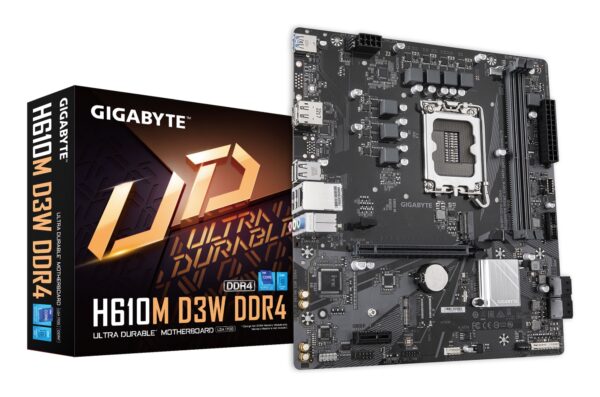 H610M D3W DDR4 Placa base - Compatible con procesadores Intel Core de 14ª generación, VRM de 5+1+1 fases, hasta 3200 MHz DDR4, 1xPCIe 3.0 M.2, LAN 1 GbE, USB 3.2 Gen 1