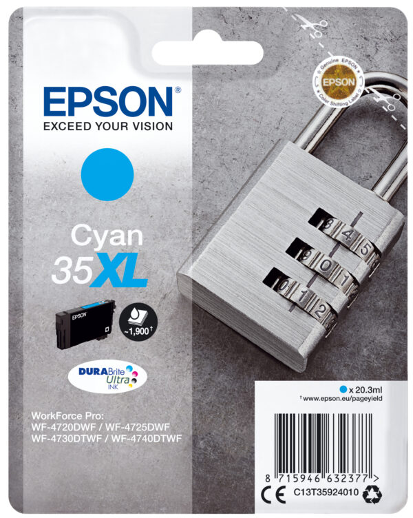 Padlock Singlepack Cyan 35XL DURABrite Ultra Ink