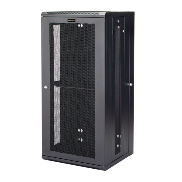 Armario Rack de Pared para Servidores 26U 19" 4 Columnas y Estante 1U - Rack de Servidores de Montaje en Pared con Bisagra - Rack Ventilado para Equipo de Red