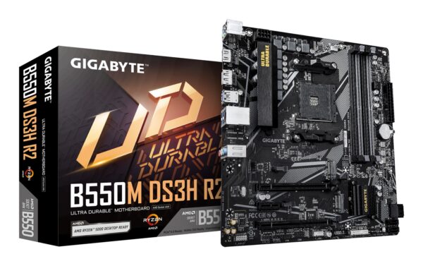 B550M DS3H R2 Placa base - Procesadores AMD Ryzen 5000, VRM de 5+3 fases, hasta 4733 MHz DDR4 (O.C.), 1x M.2 PCIe 4.0 + 1x M.2 PCIe 3.0, LAN 1 GbE, USB 3.2 Gen 1