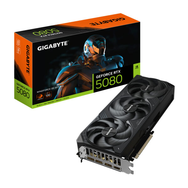 GeForce RTX 5080 WINDFORCE OC SFF 16G Tarjeta Gráfica - 16GB GDDR7, 256 bits, PCI-E 5.0, 2670MHz Frecuencia Base, 3 x DP 2.1a, 1 x HDMI 2.1b, GV-N5080WF3OC-16GD