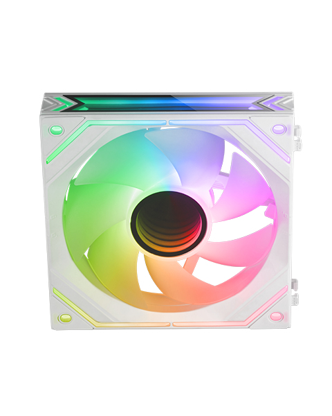 MF-LINKFINITY Blanco, Ventilador Modular PWM 120mm, Sistema de Conexión LINKFINITY, Iluminación Infinity Mirror ARGB 360º, Ultra-silencioso 12dB