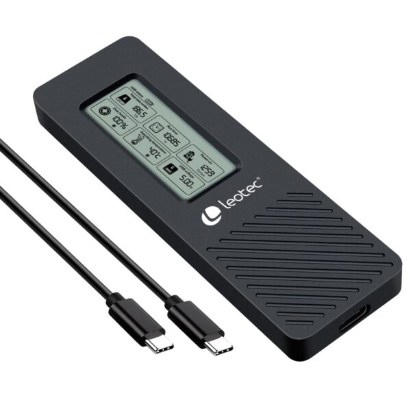 CAJA EXTERNA PARA DISCOS M.2 NVME CON PANEL LCD