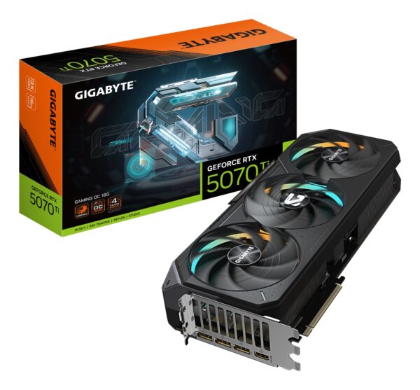 GeForce RTX 5070 Ti GAMING OC 16G Tarjeta Gráfica - 16GB GDDR7, 256 bits, PCI-E 5.0, 2588 MHz Core Clock, 3 x DP 2.1a, 1 x HDMI 2.1b, NVIDIA DLSS 4, GV-N507TGAMING OC-16GD