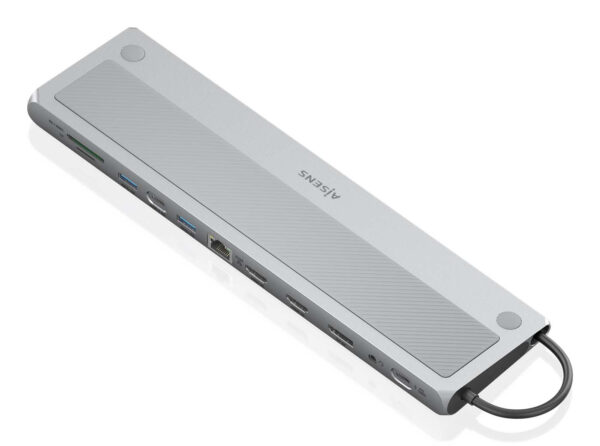 USB-C Dock 12 en 1, USB-C a 2xHDMI, 1xDisplayPort, 1xRJ45, 3xUSB-A, 1xUSB-C, 1xUSB-C PD, 1xSD, 1xMicro SD, 1xAudio, Gris, 30cm