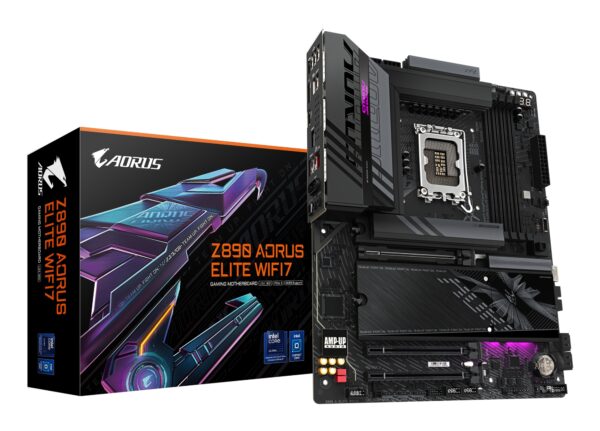 Placa base Z890 AORUS ELITE WIFI7 - Compatible con CPUs Intel Core Ultra (Serie 2), VRM de 16+1+2 fases, hasta 8800MHz DDR5 (OC), 1xPCIe 5.0 + 3xPCIe 4.0, Wi-Fi 7, LAN 2.5GbE, Thunderbolt 4