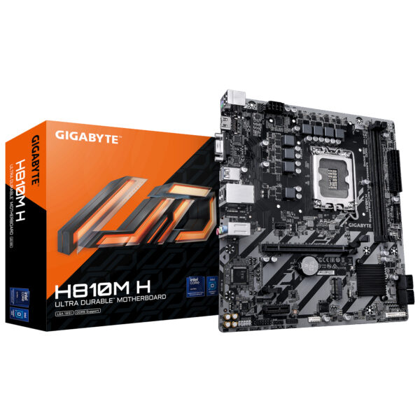 H810M H Placa base - Procesadores Intel Core Ultra (Serie 2), VRM de 4+1+2 fases, hasta 6400 MHz DDR5, 1xPCIe 4.0 M.2, LAN 1GbE, USB 3.2 Gen 1