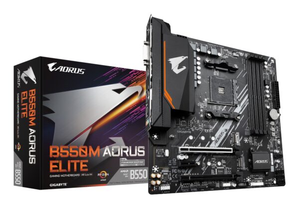 B550M AORUS ELITE Placa base - Procesadores AMD Ryzen 5000, VRM de 5+3 fases, hasta 4733 MHz DDR4, 1xPCIe 4.0 + 1xPCIe 3.0 M.2, LAN 1GbE, USB 3.2 Gen 1