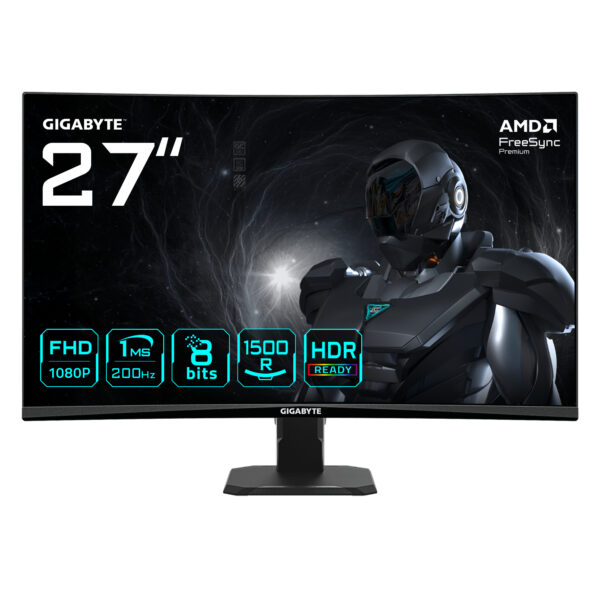 GS27FCA Monitor gaming curvo 27" FHD - 1920 x 1080, 200Hz, 1ms, 250 cd/m², FreeSync Premium, HDR Ready, HDMI 2.0, DisplayPort 1.4