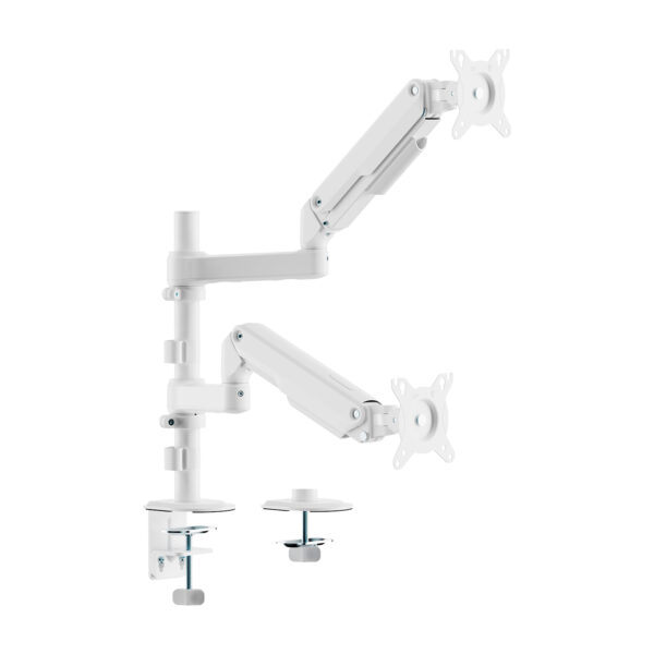 Soporte de Mesa Eco Contrapeso Giratorio e Inclinable para Monitor/TV 9kg (3 PIVOTES, 2 BRAZOS) de 17-32, Blanco