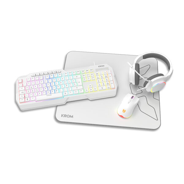 Kenta 4 in 1 RGB Gaming Kit, Blanco