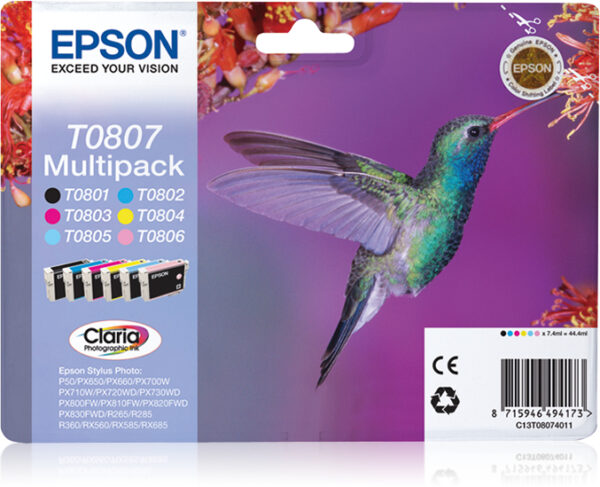 Hummingbird Multipack T0807 6 colores (etiqueta RF)