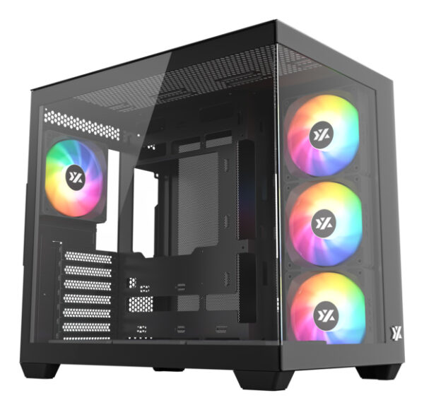 TESSERACT X, TORRE GAMING,DUAL CHAMBER, 7x VENTILADORES, CRISTAL,BTF, TYPO C, ATX, NEGRA