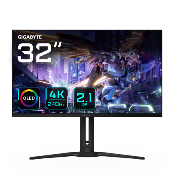 AORUS Monitor de juegos OLED FO32U2P de 32 - 3840 x 2160 (UHD), 240Hz, 0.03ms, 250 cd/m², KVM, FreeSync Premium Pro, DisplayHDR True Black 400, DisplayPort 2.1