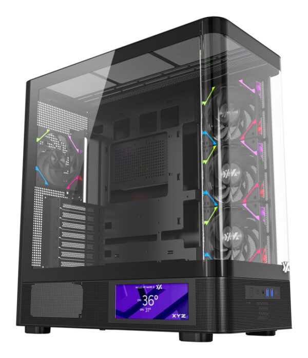 QUANTUM PRO, TORRE GAMING , 4x VENTILADORES, PWM, BTF, PANTALLA 6,2" , TIPO C , ATX, NEGRA