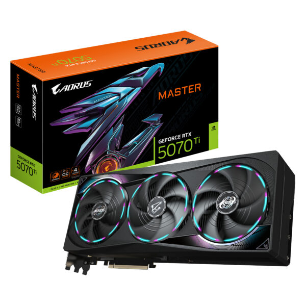 AORUS GeForce RTX 5070 Ti MASTER 16G Tarjeta Gráfica - 16GB GDDR7, 256 bits, PCI-E 5.0, 2670 MHz Core Clock, 3 x DP 2.1a, 1 x HDMI 2.1b, NVIDIA DLSS 4, GV-N507TAORUS M-16GD