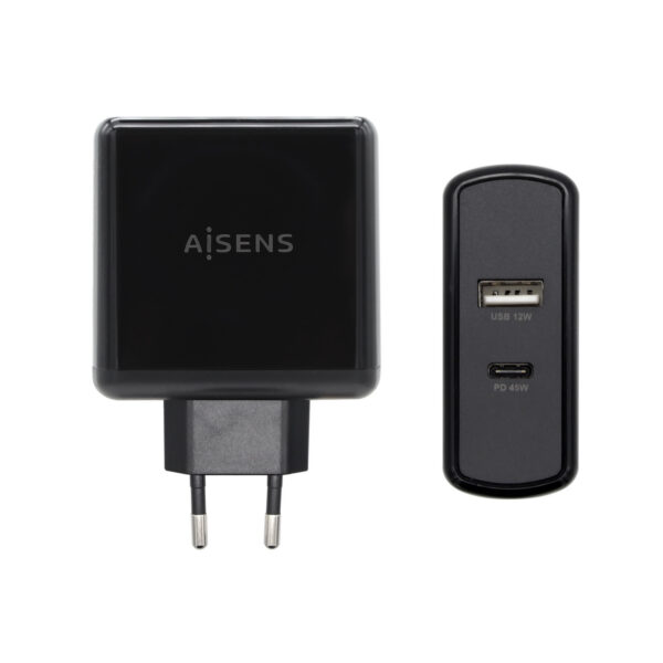 ASCH-2PD45A-BK cargador de dispositivo móvil GPS, Mando para videojuegos, MP3, MP4, Teléfono móvil, Portátil, Smartphone, Tableta Negro Corriente alterna Carga rápida Interior