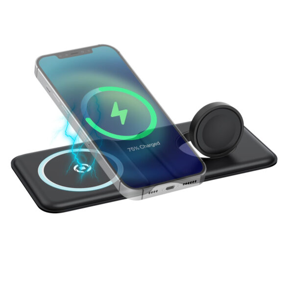 MAGFOLD2IN1 Smartphone, Reloj inteligente Negro USB Cargador inalámbrico Interior