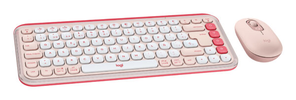 POP ICON COMBO, combinación de teclado y ratón Bluetooth, escritura cómoda, teclas y botones programables, clics discretos, Easy-Switch hasta 3 dispositivos: rosado